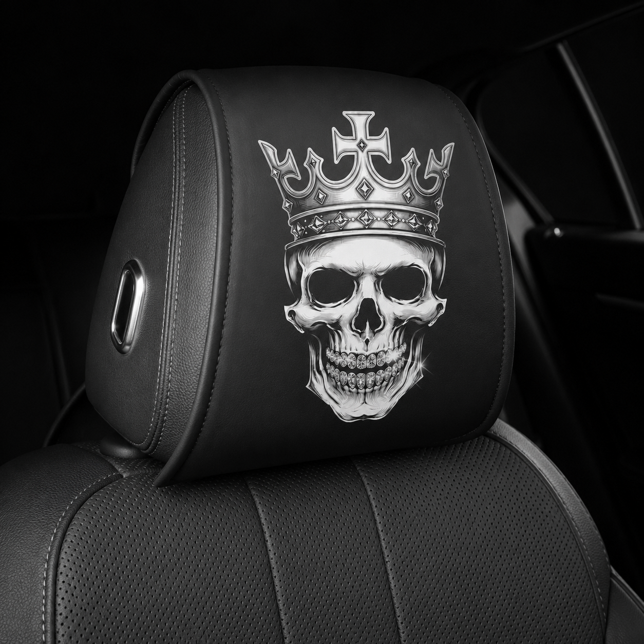 Skull King headrest cover, front profile